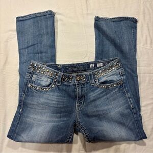 Miss Me Women's Light Blue Studded Boot Cut Jeans